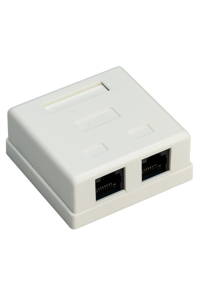 goobay επιτοίχια πρίζα δικτύου 77633, 2 θύρες RJ45, CAT 6 UTP, λευκή