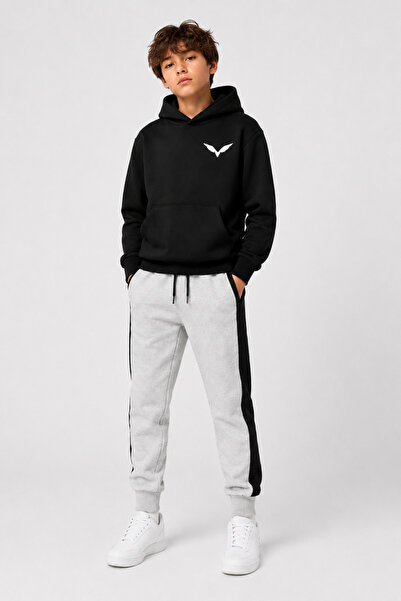 han elegant Winged Printed Unisex Children's Tracksuit Set with Kangaroo Pock...