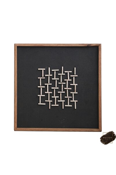 Store Ahşap Harmoni | Modern Geometrik Dekoratif Duvar Tablosu 62x62 cm