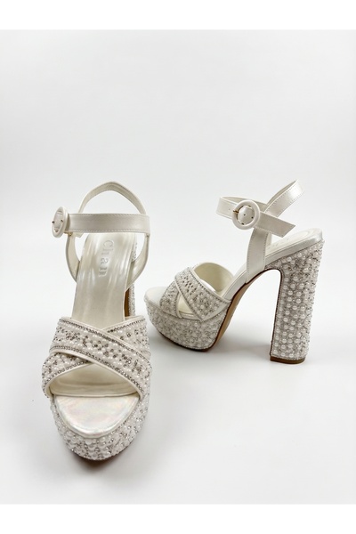 Nubbock Crystal Love Stone Cross Bridal Shoes Platform 11cm (Neolite Sole)Nk3208