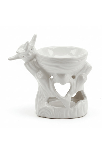 AKDC White Ceramic Oil Burner – Bird Figurine - 9×7 cm