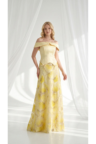 holie dress üç boyutlu çiçek desenli prenses abiye