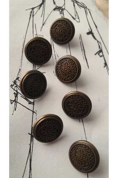 ILCARE Antique Sari Metal Button 14 mm 7 Pieces