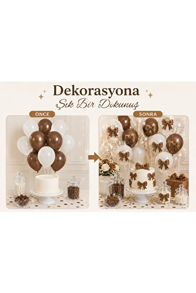 BKMC PARTY Renk Seçenekli Fiyonk Balon ve Pasta Dekor Fiyonk Seti 12 Adet Büy...