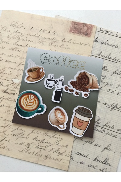 LaCerdaDizayn Kahve Temalı Mini Sticker Paketi