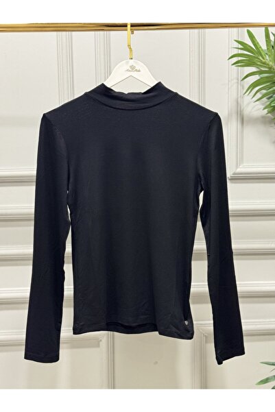 ALANURMODA 3078 High Collar Long Sleeve Blouse Black