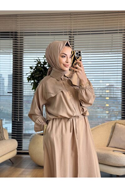 ALANURMODA 4458 Roba Pocket Cover Piece Detailed Set Beige