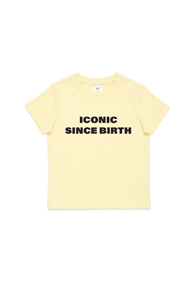 WHITE OF CREATIVE Kadın Iconic Since Birth Yazılı Baskılı Baby Tee Crop Top