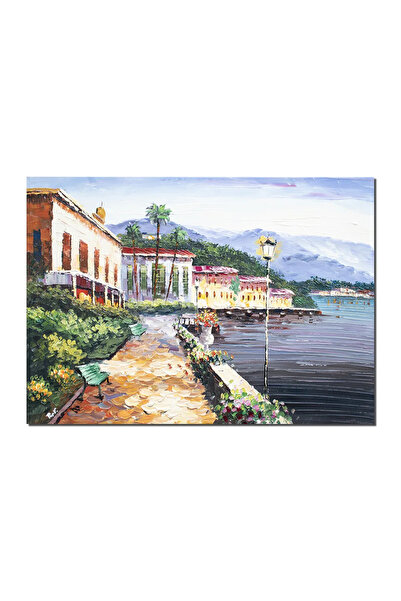 artnova Картина Беладжио, езеро Комо, ръчно рисувана, 70x50см, маслена на пла...
