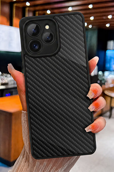 omix X6 Uyumlu Karbon Fiber Dokusu Desenli Parlak Baskılı Kamera Korumalı Tel...