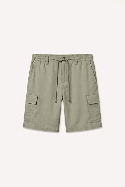 DeFacto 100% Cotton Regular Cargo Pocket Beige Bermuda Shorts E7799Ax26Sm