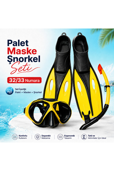 Sea Walker Çantalı Yüzücü Paleti 32-33 / STAR DIVING Maske + Şnorkel Set