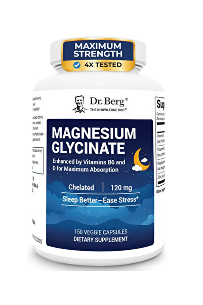 Dr. Berg Nutritionals Magnesium Glycinate 150ct – 4-in-1 Chelated for Muscle,...