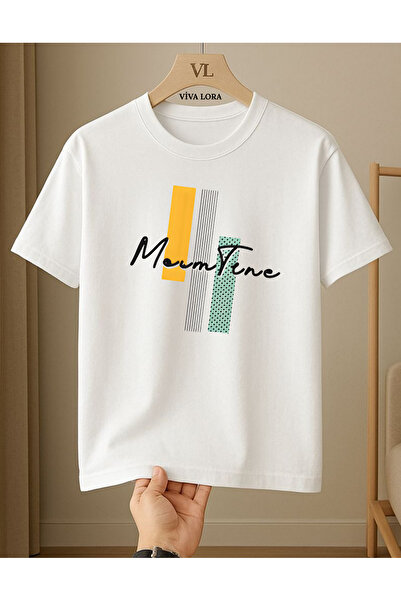 VİVA LORA Dynamic Balance Printed 100% Cotton Crew Neck Regular Unisex White ...