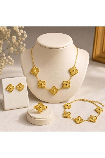 Generic Women's Stainless Steel Accessory Set with Four-Leaf Flower Design (4...