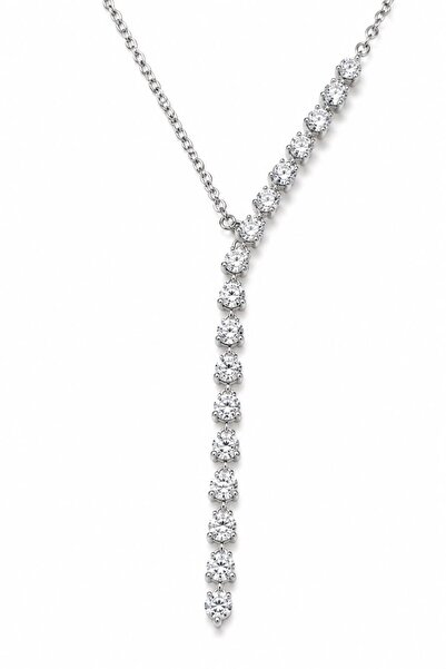 BALVORA VENTO Women's Steel Stone Detail Y Necklace