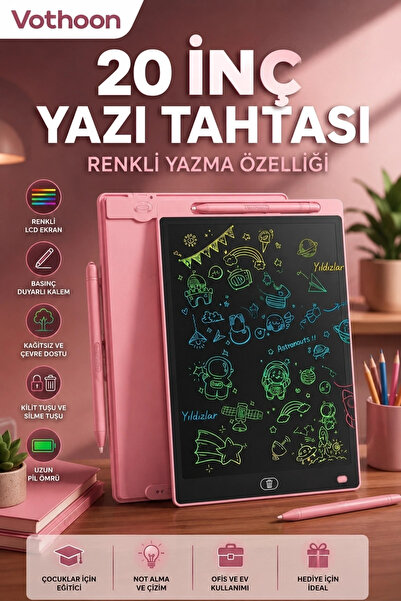 Epilons 20 Inc Renkli Lcd Grafik Dijital Kalemli Çizim Tableti Yazı Tahta Not...