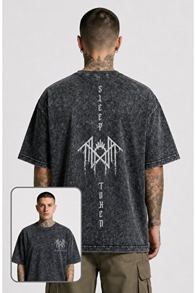 Fuddy Moda Μπλουζάκι Unisex Oversize με στάμπα στην πλάτη και σχέδιο ροκ συγκ...