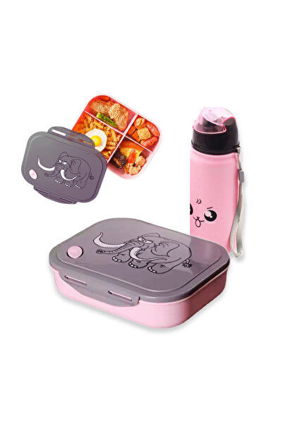 MIZAJIC Bento Lunch Box for Kids with 400ml Water Bottle Leakproof 4 Compartm...