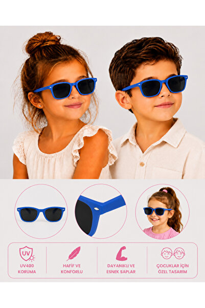 synshop Blue Uv400 Protection Boys Girls Kids Sunglasses Round Model Lightwei...