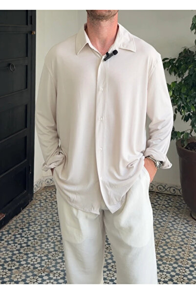 14 Fashion Nomad Kupra Kumaş Oversize Gömlek Beyaz