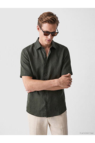 LC Waikiki Ανδρικό πουκάμισο NEVAVM Regular Fit 100% λινό με διαφορά στην υφή