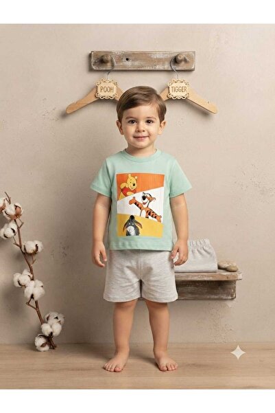 krm kerem bebe 100% Cotton Combed Cotton Back Print Detailed Shorts Combed Co...