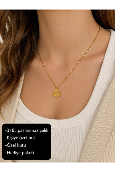HER ŞEY NOTA www.herseynota.com Sylvena Leaf Women's Necklace 316L Stainless ...
