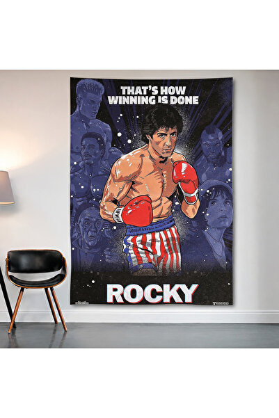 Geek Cultcha Rocky Balboa Duvar Örtüsü Duvar Halısı Birinci Kalite Saten Kuma...