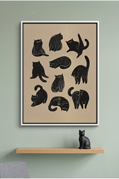 Jasmine Art Cats in Poses Kids Wall Art | Portrait Framed Canvas Print | Luxu...