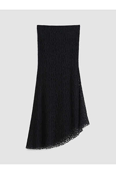 LC Waikiki Trendlucky Asymmetrical Cut Flared Skirt with Elastic Waist and Ru...