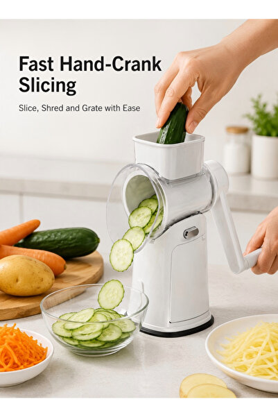 Generica Handheld rock drum vegetable cutter with six blades and three adjust...