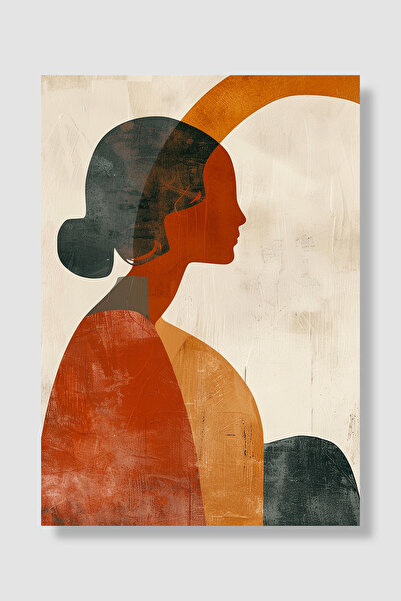 Luna Marissa Poster abstract Profil feminin Portret minimalist portocaliu bej...