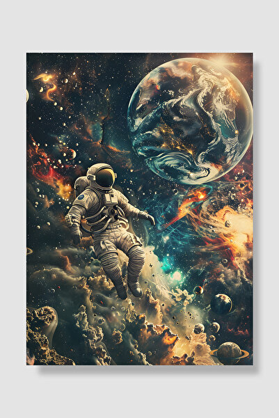 Luna Marissa Svemirski poster Astronaut Zemlja Maglina Zvezde Šareni zidni de...