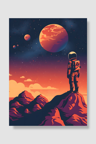 Luna Marissa Poster spațial Astronaut Red Planet Sunset Silhouette Decor de p...