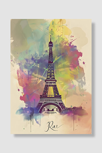Luna Marissa Poster Turnul Eiffel Acuarelă Pastel Violet Galben Artistic Pari...