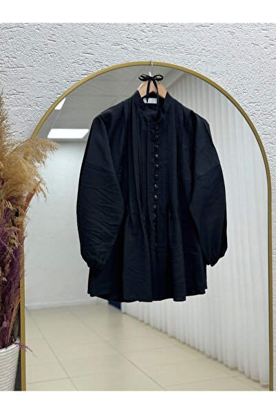 Holehola Öykü Ribbed Buttoned Tunic-Zn2019 Black