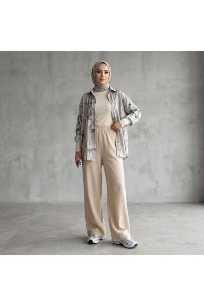 Naknaku Wide Leg Pants-Beige