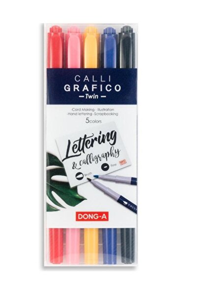 Dong-A Set de markere pentru caligrafie, Dong-A, 5 bucăți, Multicolor