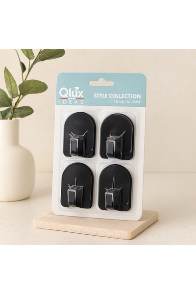magicool Dome Adhesive Plastic Hanger Set of 4 (Black & White)
