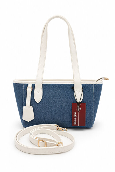 Sellini Women's Blue Shoulder Bag Zippered Daily Hand and Shoulder Bag