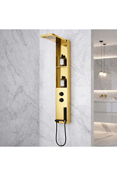 RFAN Panou de duș Premium Gold, din oțel inoxidabil SUS304, 140×22 cm, cu efe...