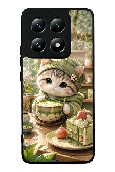 Spoyi حافظة هاتف Xiaomi Mi 14T بتصميم Matcha Kitty Café اللامع