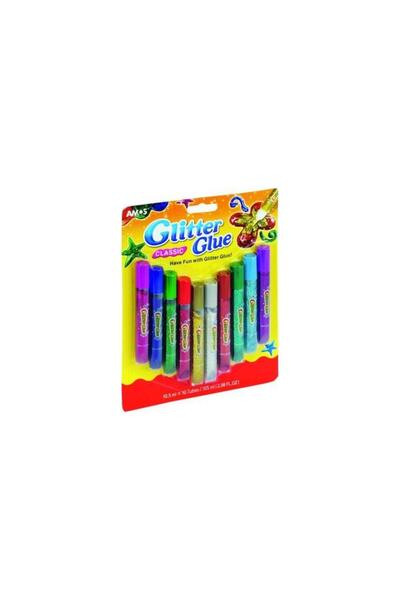 Amos Lipici cu sclipici, Amos, GCL 10B10, 10.5ml x 10 culori, Multicolor