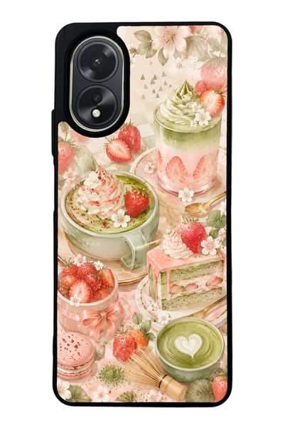 Spoyi Oppo A38 Blush Matcha Garden Design Glossy Phone Case