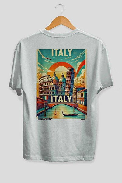 Ankhises Italy 2 White Oversize Country City Back Printed Unisex T-Shirt 100%...