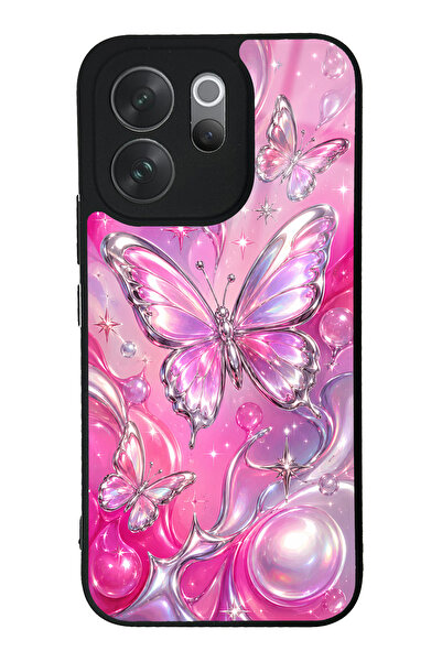 Spoyi Vivo V70 Pink Prism Butterfly Tasarımlı Glossy Telefon Kılıfı
