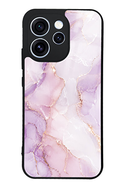 Spoyi Oppo Reno 15 Pro Lavender Rose Marble Tasarımlı Glossy Telefon Kılıfı
