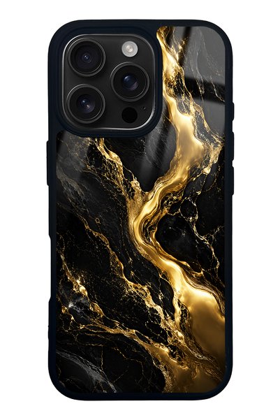 Spoyi غطاء هاتف آيفون 16 برو بتصميم ذهبي لامع من أوبسيديان