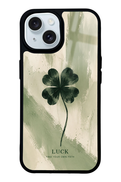 Spoyi iPhone 15 Lucky Sage Clover Tasarımlı Glossy Telefon Kılıfı